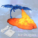 Enhance Your Room: 3D Printed LED Fire Dragon & Ice Dragon Lamp. Rechargeable Night Light Perfect for Holidays, Birthdays, and Home Décor Gifts