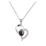 Heart Projection Necklace with 'I Love You' in 100 Languages