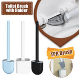 Toilet Bowl Brush Set with Holder: Silicone TPR Material, Wall-Mountable, Flexible Bristles for Gentle Floor Cleaning