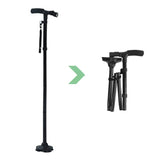 Magic Cane Folding LED Light Safety Walking Stick 4 Head Pivoting Trusty Base for Old Man T Handlebar Trekking Poles Cane