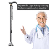 Walking Cane Women and Men, 10 Levels Adjustable Height, Lightweight Sturdy Canes for Seniors T Rubber Handles, No Tipping