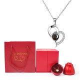 Heart Projection Necklace with 'I Love You' in 100 Languages