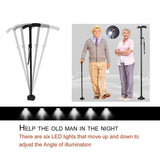 Magic Cane Folding LED Light Safety Walking Stick 4 Head Pivoting Trusty Base for Old Man T Handlebar Trekking Poles Cane