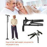 Magic Cane Folding LED Light Safety Walking Stick 4 Head Pivoting Trusty Base for Old Man T Handlebar Trekking Poles Cane