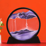 7/12 Inch Sandscape Moving Sand Art Picture round Moving Hourglass 3D Mountain Motion Display Flowing Sand Painting Home Decor