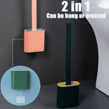 Toilet Bowl Brush Set with Holder: Silicone TPR Material, Wall-Mountable, Flexible Bristles for Gentle Floor Cleaning