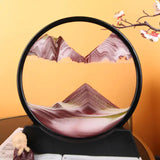 7/12 Inch Sandscape Moving Sand Art Picture round Moving Hourglass 3D Mountain Motion Display Flowing Sand Painting Home Decor