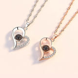 Heart Projection Necklace with 'I Love You' in 100 Languages