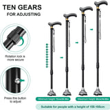 Walking Cane Women and Men, 10 Levels Adjustable Height, Lightweight Sturdy Canes for Seniors T Rubber Handles, No Tipping