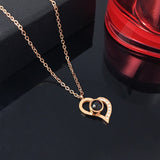 Heart Projection Necklace with 'I Love You' in 100 Languages