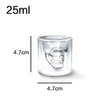 Skull Cup Double-Layered Transparent Skull Head Coffee Mug Crystal Glass Cup for Home Bar Club Whiskey Wine Vodka and Beer Wine